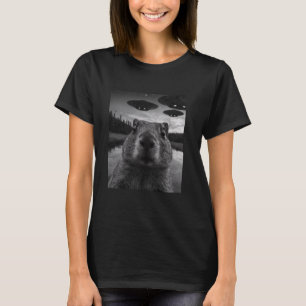 Camiseta Capivara Selfie com OVNIs, Capivara Alien Engraçad