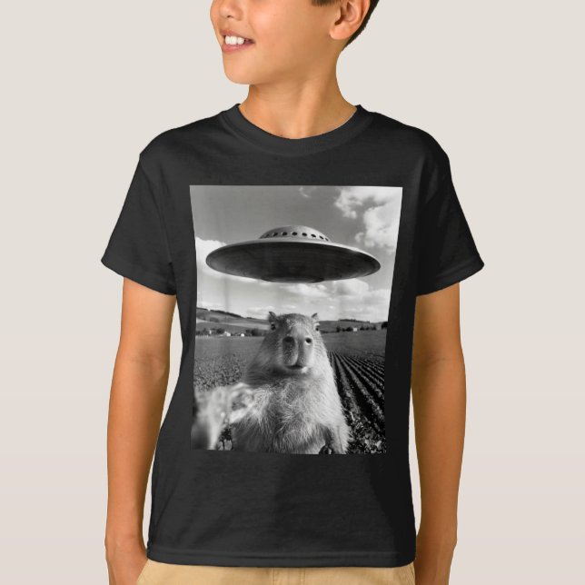 Camiseta Capivara Selfie Com Ufo Presentes Divertidos De Ca (Frente)