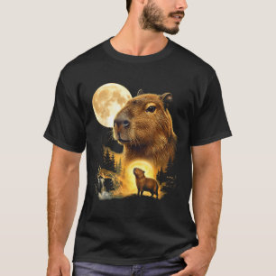 Camiseta Capivara uivando para a lua meme 90s animal