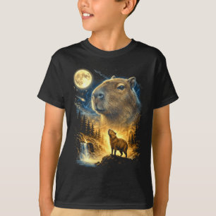 Camiseta Capivara uivando para a lua meme estranho engraçad