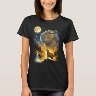 Camiseta Capivara uivando para a lua meme estranho engraçad