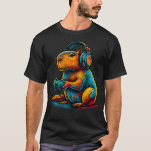 Camiseta Capivara Vídeo Games Engraçado Capivara Para Homen