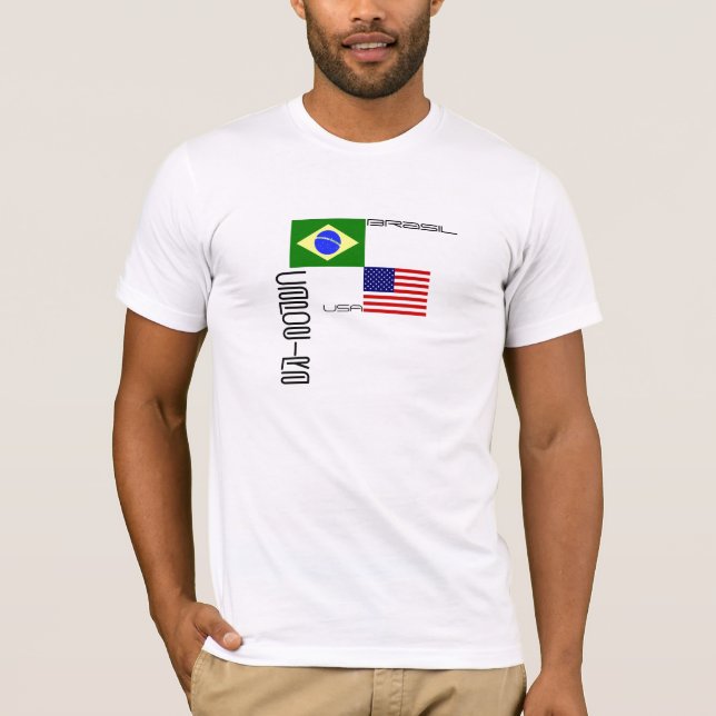 Camiseta Capoeira: Brasil, bandeiras dos EUA (Frente)