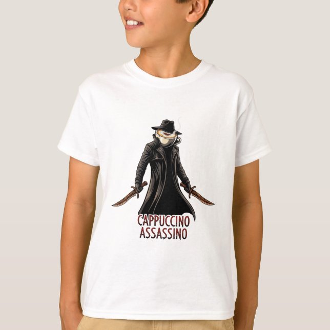 Camiseta Cappuccino Assassino | Dark Humor Italian (Frente)