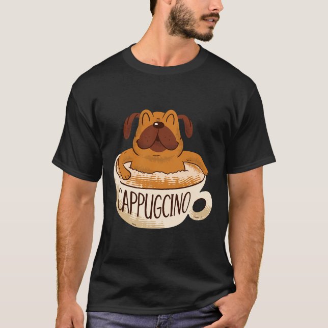 Camiseta Cappuccino Café Pug Clássico 17 (Frente)