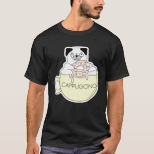 Camiseta CappugCino Pug Fofinho com um Biscoito num Cappucc