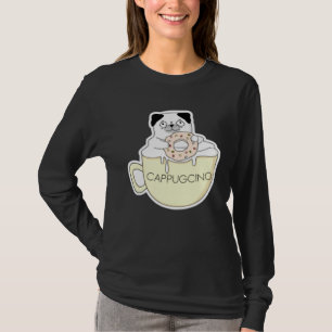 Camiseta CappugCino Pug Fofinho com um Biscoito num Cappucc