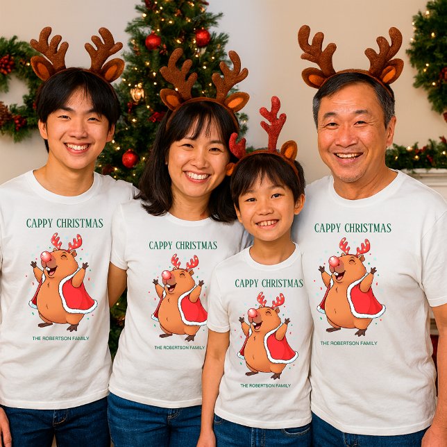 Camiseta Cappy Christmas Funny Capybara reindeer (Criador carregado)
