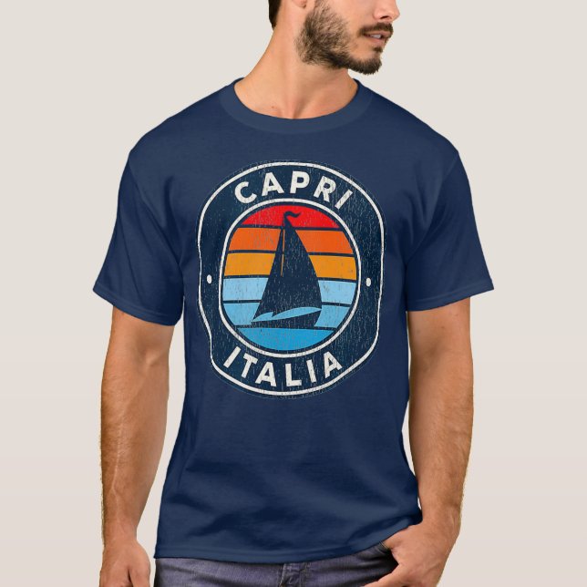 Camiseta Capri Itália Vintage Sailboat Retro 70s (Frente)