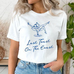 Camiseta Caprichosa Mão Desenhada Azul Última Torrada na Co