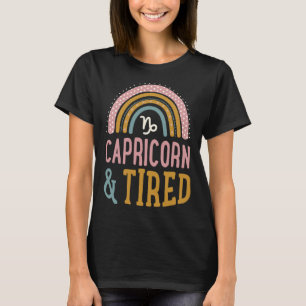 Camiseta Capricórnio E Cansado Estilo Boho Bohemian Rainbow