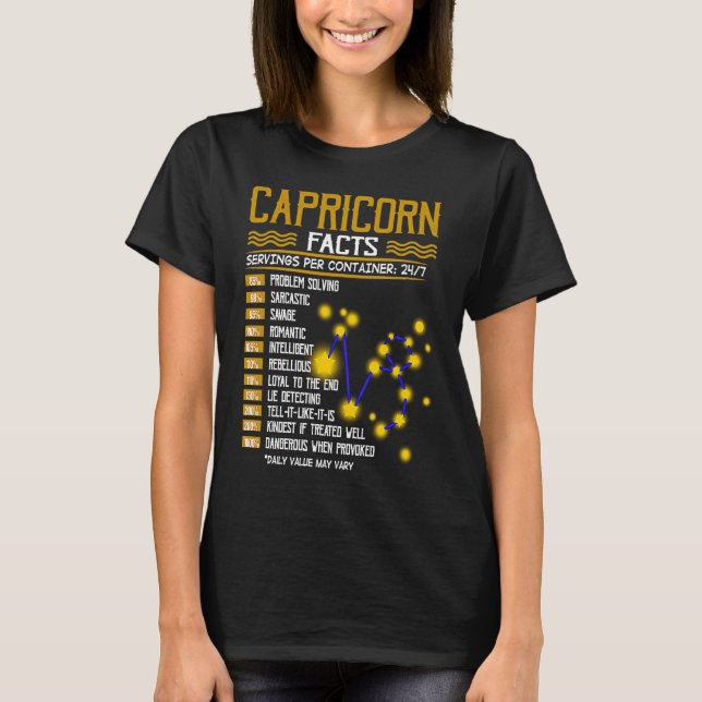 Camiseta Capricórnio Fatos Horoscópios Capricórnio Aniversá (Frente)