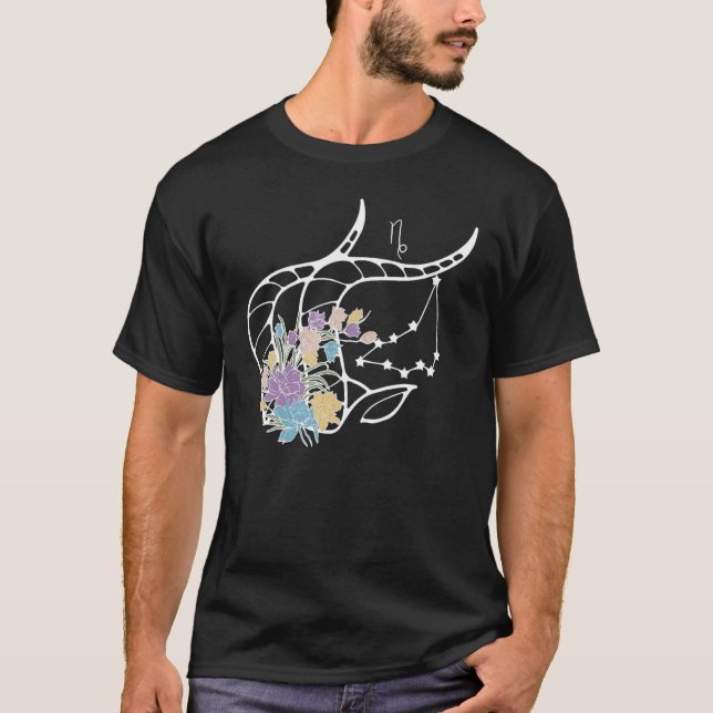 Camiseta Capricórnio Hippie Zodiac Flores da Paz Unidade de (Frente)