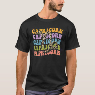 Camiseta Capricórnio Para Mulheres Zodiac Aniversário Retro