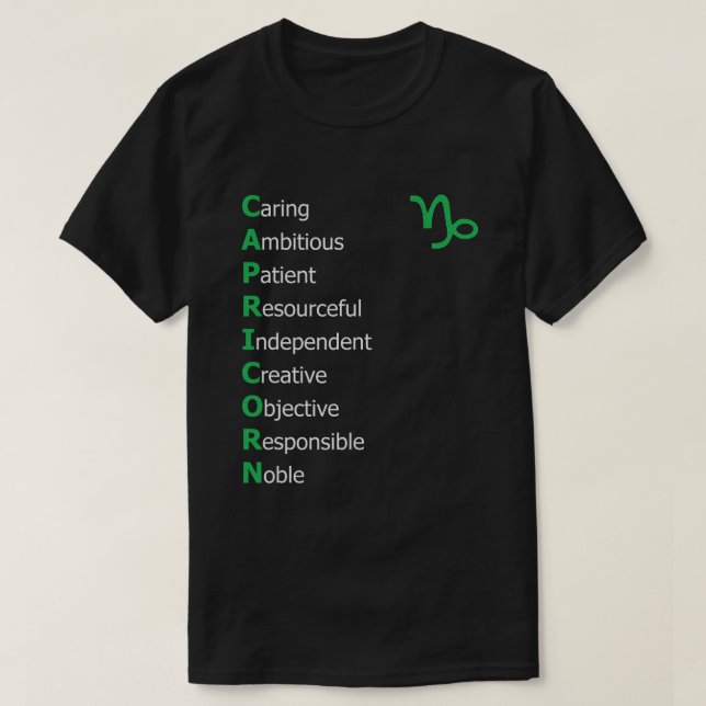 Camiseta Capricórnio Personalidade Astrologia Zodiac Horosc (Frente do Design)