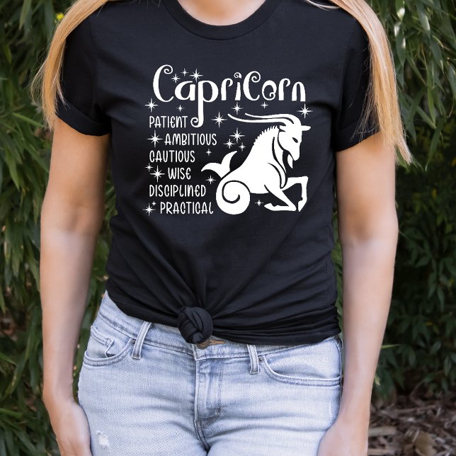 Camiseta Capricórnio Sinal Zodiac Traços Horóscopo (Criador carregado)