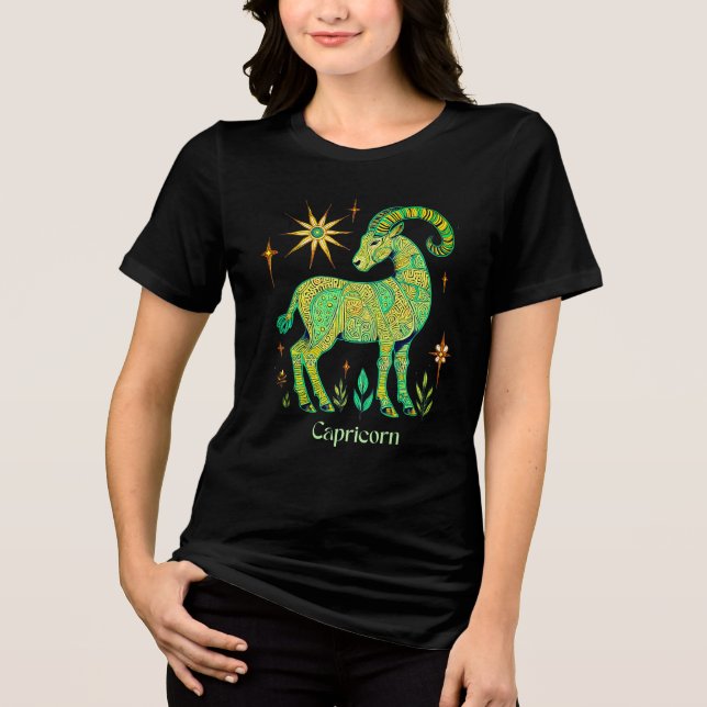 Camiseta Capricórnio Zodiac - Sinal em Padrões Intratos (Frente)