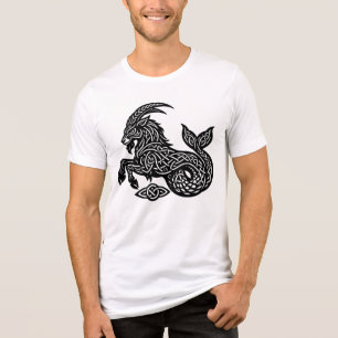 Camiseta Capricórnio — Zodíaco de Tinta Assombrada Cabra‑Pe