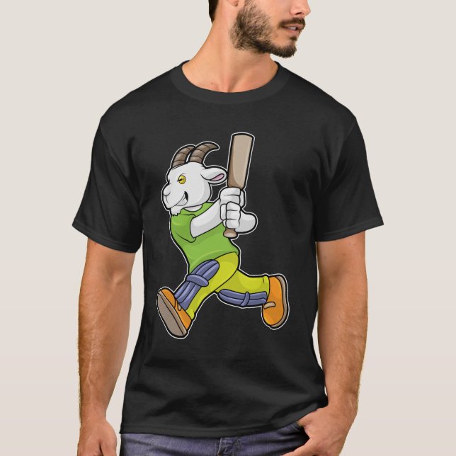 Camiseta Caprino como Batsman com morcego de críquete (Frente)