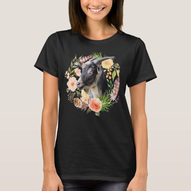 Camiseta Caprino De Caprinos Florais (Frente)