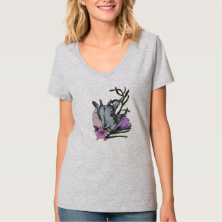 Camiseta Caprinos e flores