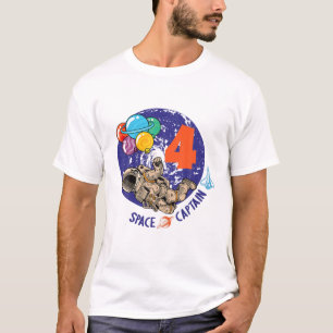 Camiseta Captai Espacial Astronauta De 4 Anos 4º Nascimento