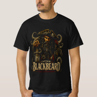Camiseta Captain Blackbeard Pirate Tee | Skull, Sword, Naut