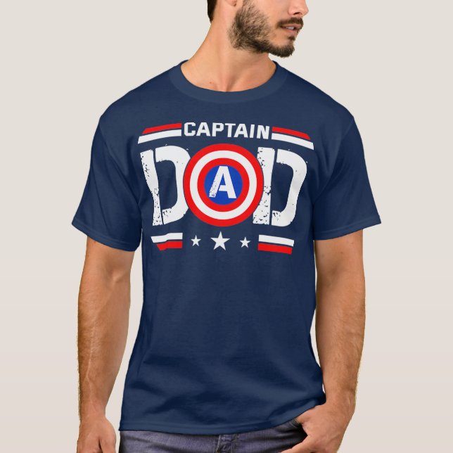 Camiseta Captain Dad Superhero Funny Men Fathers Day Dad (Frente)