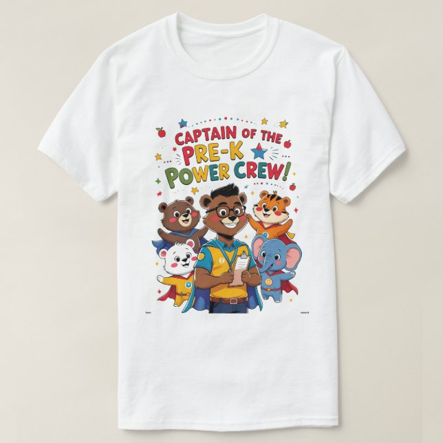 Camiseta Captain of the Pre-K Power Crew (Frente do Design)
