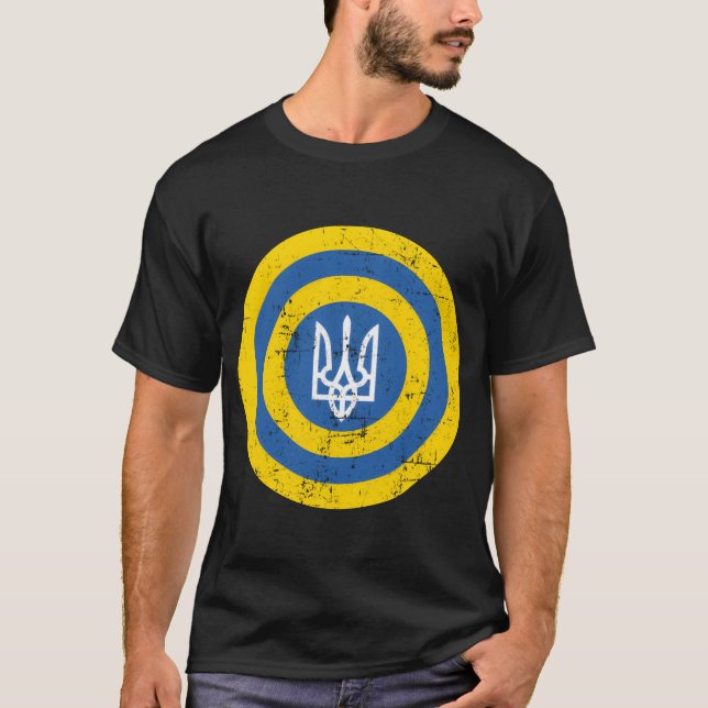Camiseta Captain Ukraine Shield Ukrainian Flag Solidarity D (Frente)