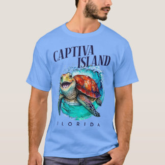 Camiseta Captiva Island Florida Watercolor Happy Sea Turtle