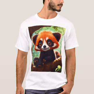 Camiseta Captivando Panda Vermelha em uma Ramificação de Ár