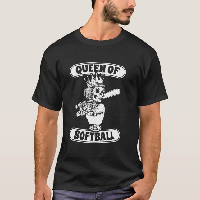 Camiseta Captura de Esqueleto de Softball - Rainha do Bated (Frente)