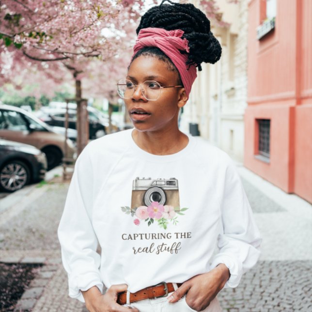 Camiseta Capturando coisas reais, fotógrafo doce (Criador carregado)