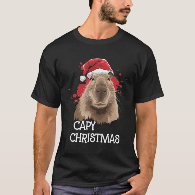 Camiseta Capturar Natal Xmas Santa Hat Pajama Rodent Animal (Frente)