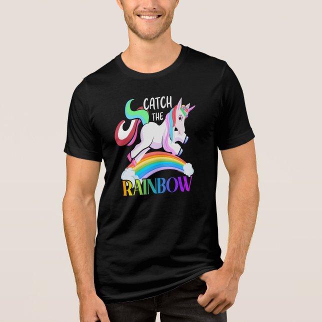 Camiseta Capturar o Design do Unicórnio Arco-íris (Frente)