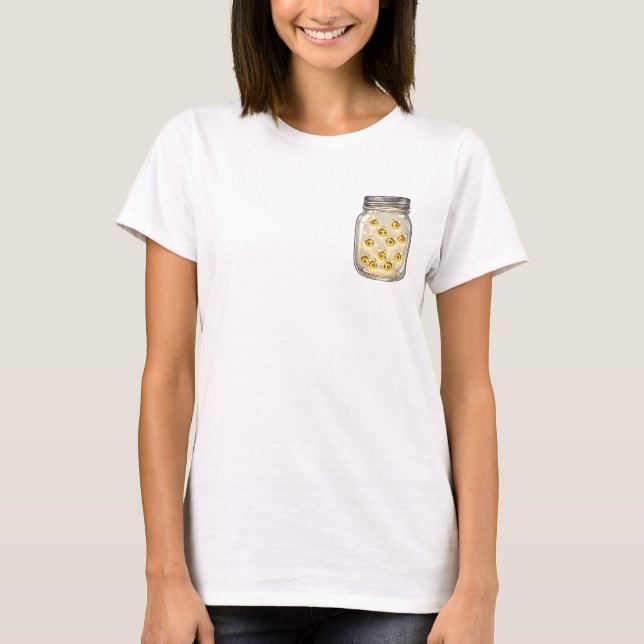 Camiseta Captured Glow: Cute Fireflies Smiling (Frente)