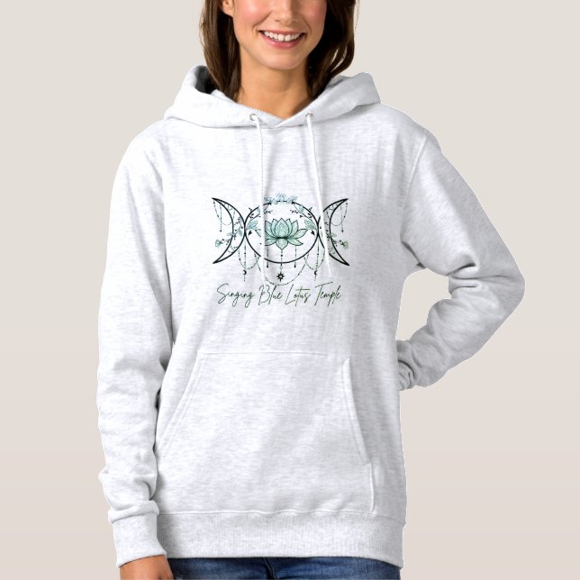 Camiseta Capuz Cinza, Tríplice Deusa & Lótus Verde (Frente)