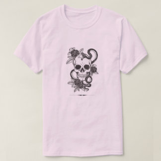 Camiseta Capuz com Caveira Gótica & Cobra com Flores | Vint