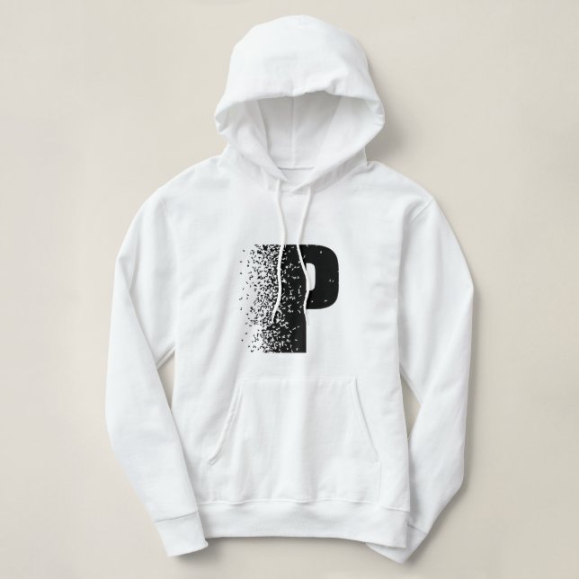 Camiseta Capuz com Efeito de Desintegração da Letra P | Mod (Frente do Design)