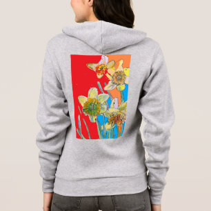 Camiseta Capuz com padrão de flores de narciso em aquarela