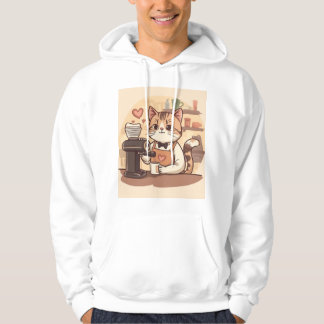 Camiseta Capuz Cute Funny Cozy Cartoon Barista Gat