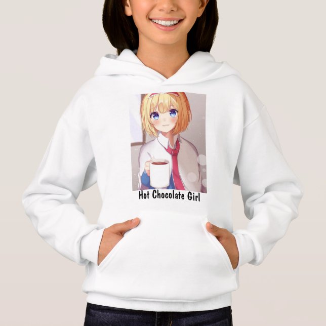 Camiseta capuz de anime fofo para meninas (Frente)
