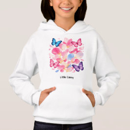 Camiseta Capuz de Criança Borboleta e Flor com Nome Persona
