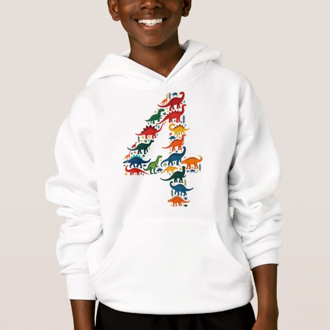 Camiseta capuz de dinossauro colorido (Frente)