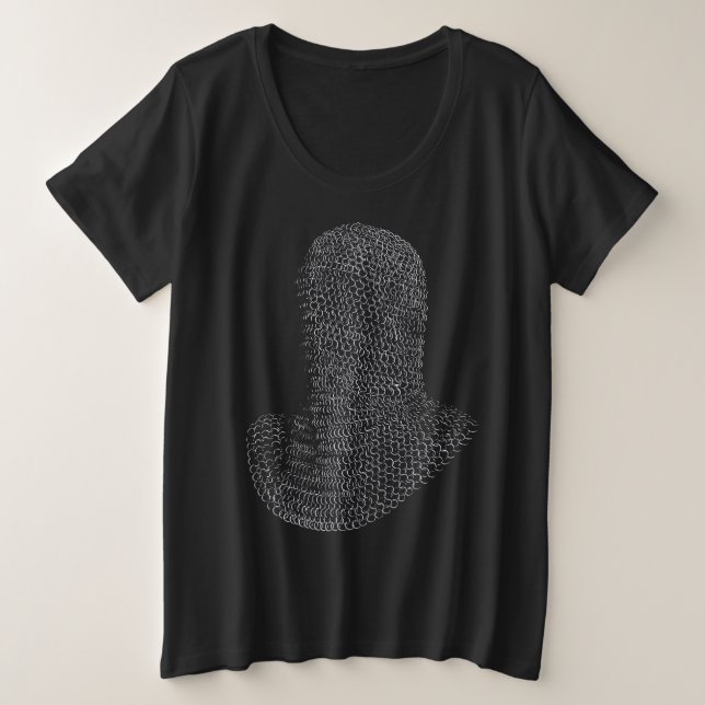 Camiseta Capuz de Guerreiro de Malha de Aço (Frente do Design)