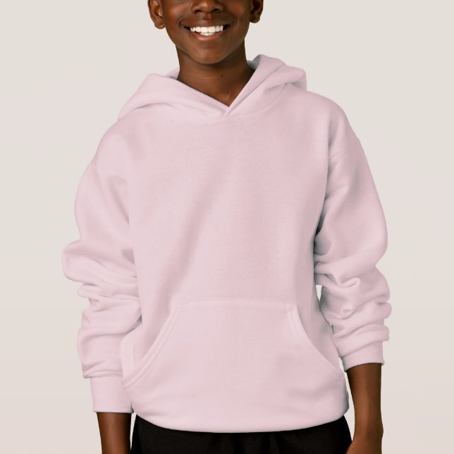 Camiseta Capuz de manga comprida rosa pálido para crianças (Frente)