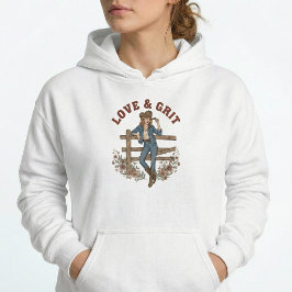 Camiseta Capuz de Manga Comprida Vintage de Cowgirl do Oest