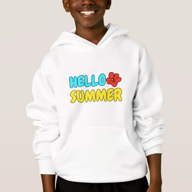 Camiseta Capuz de Moletom Olá Verão Crianças (Frente)