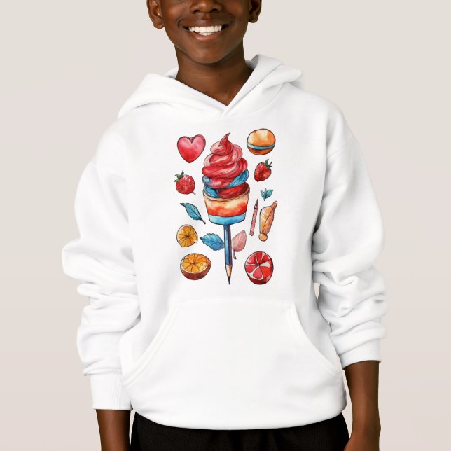 Camiseta Capuz de sorvete para crianças (Frente)